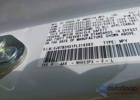 2015 Acura Rdx z USA, uszkodzony, nr VIN 5J8TB3H31FL016563